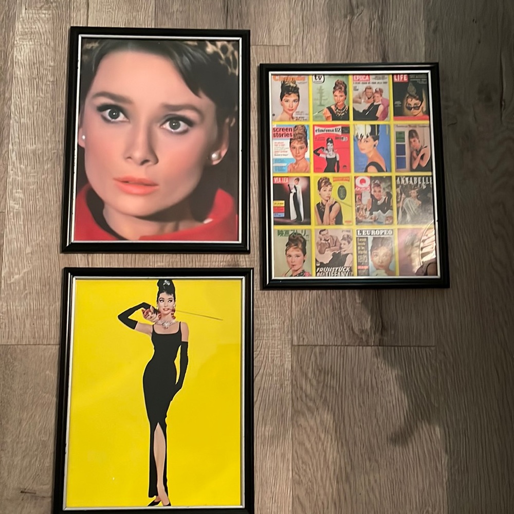 3 Audrey Hepburn pictures frame